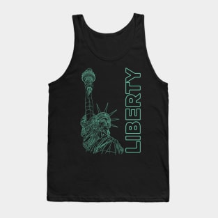 Liberty & the Statue Of Liberty in a green line drawing Tank Top